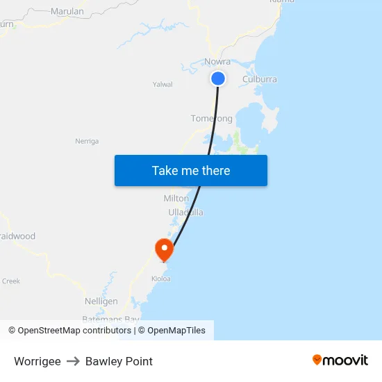 Worrigee to Bawley Point map