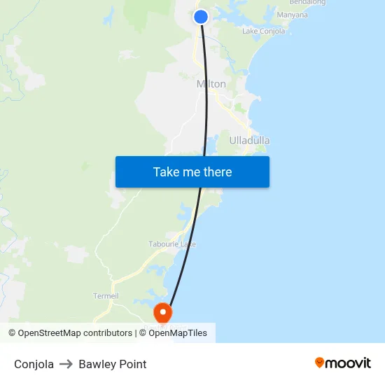 Conjola to Bawley Point map