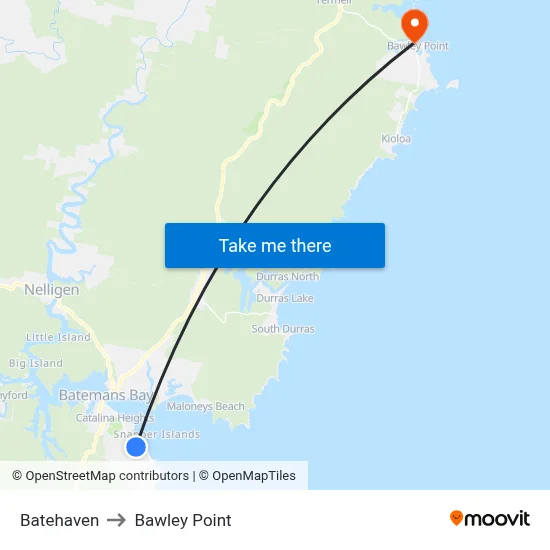 Batehaven to Bawley Point map