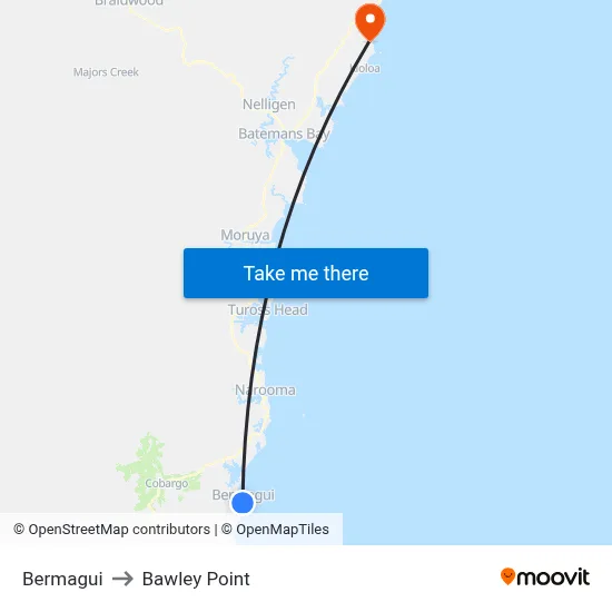 Bermagui to Bawley Point map