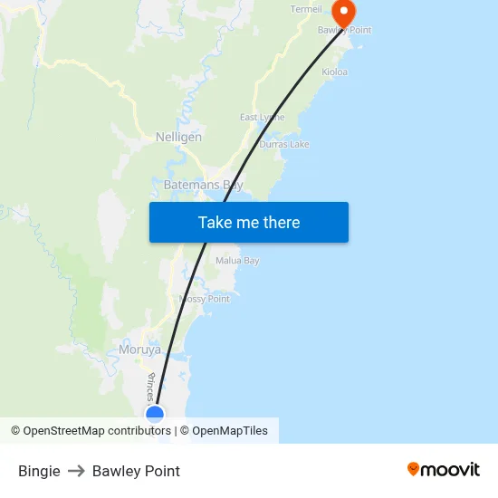 Bingie to Bawley Point map