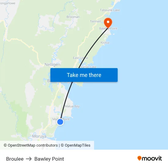 Broulee to Bawley Point map