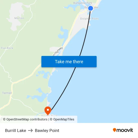 Burrill Lake to Bawley Point map