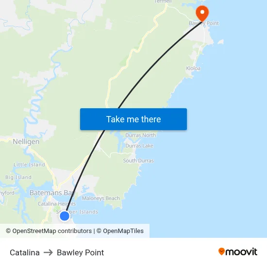 Catalina to Bawley Point map