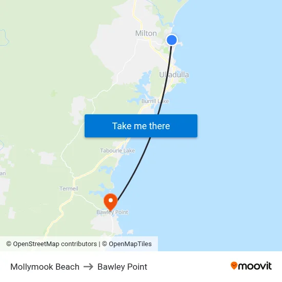 Mollymook Beach to Bawley Point map