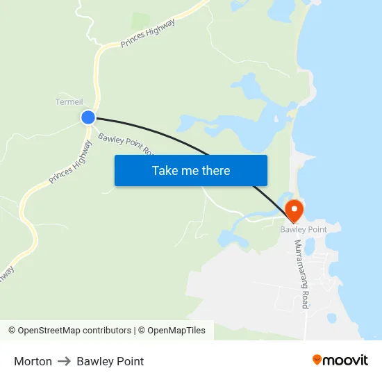 Morton to Bawley Point map