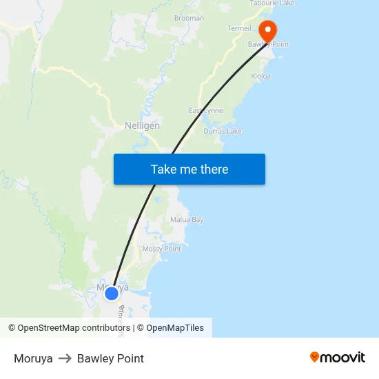 Moruya to Bawley Point map