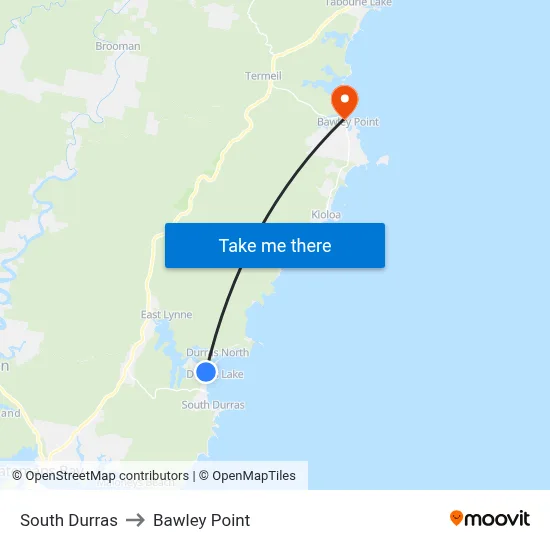 South Durras to Bawley Point map