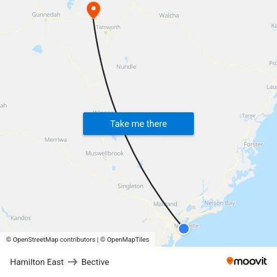Hamilton East to Bective map