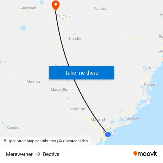 Merewether to Bective map