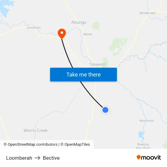 Loomberah to Bective map