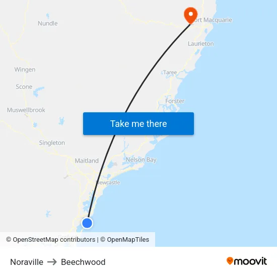 Noraville to Beechwood map