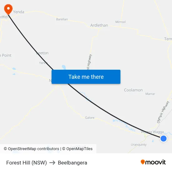 Forest Hill (NSW) to Beelbangera map