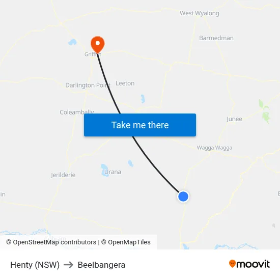 Henty (NSW) to Beelbangera map