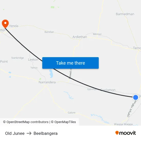 Old Junee to Beelbangera map