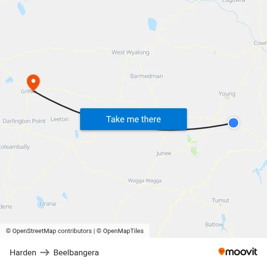 Harden to Beelbangera map