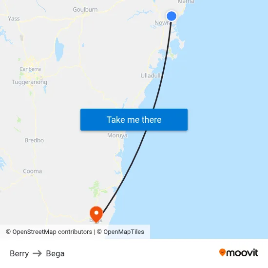 Berry to Bega map