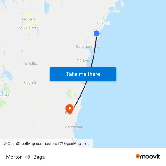Morton to Bega map
