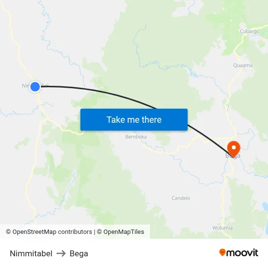 Nimmitabel to Bega map