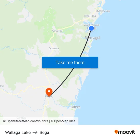 Wallaga Lake to Bega map
