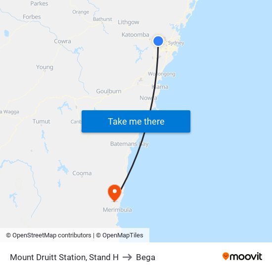 Mount Druitt Station, Stand H to Bega map