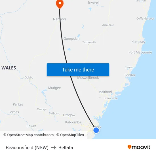 Beaconsfield (NSW) to Bellata map