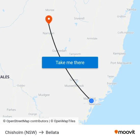Chisholm (NSW) to Bellata map