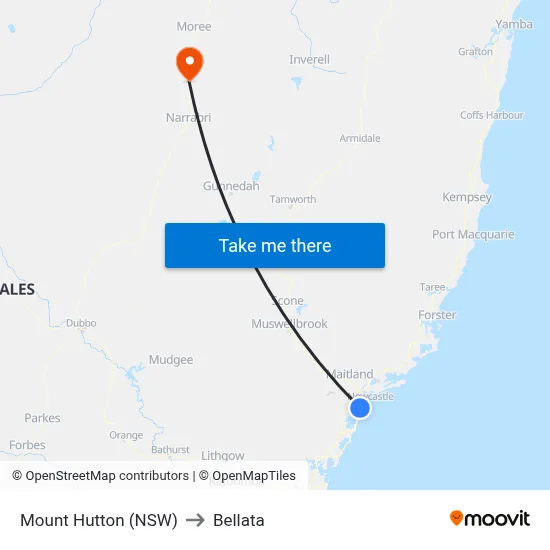 Mount Hutton (NSW) to Bellata map