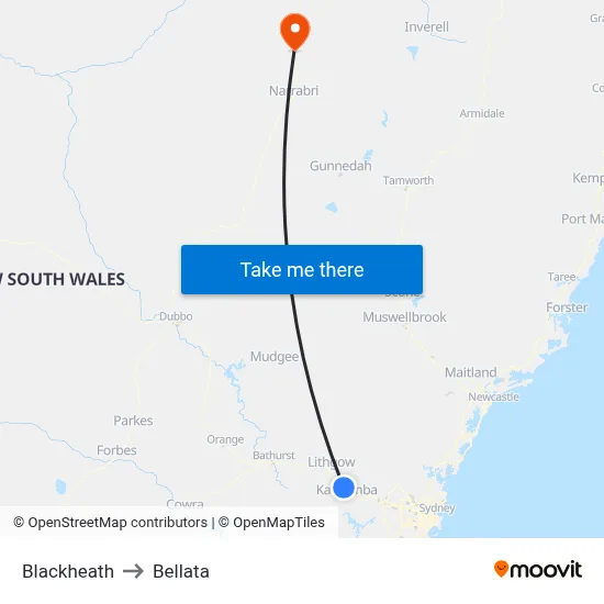 Blackheath to Bellata map
