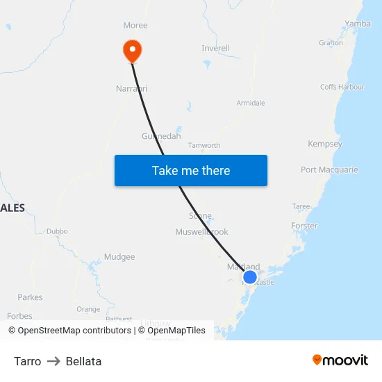 Tarro to Bellata map