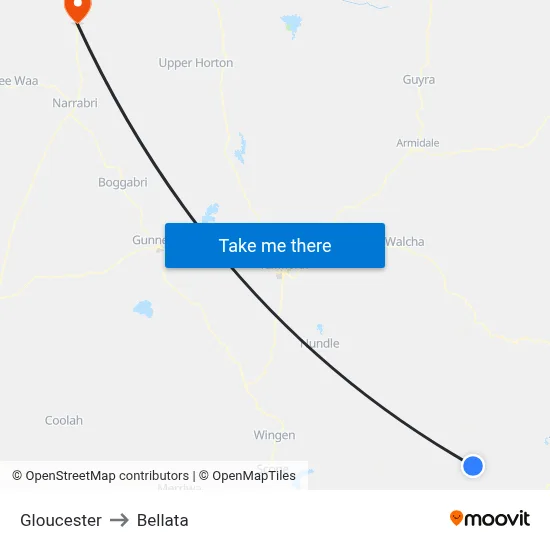 Gloucester to Bellata map