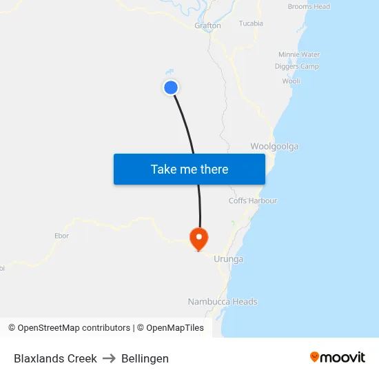 Blaxlands Creek to Bellingen map