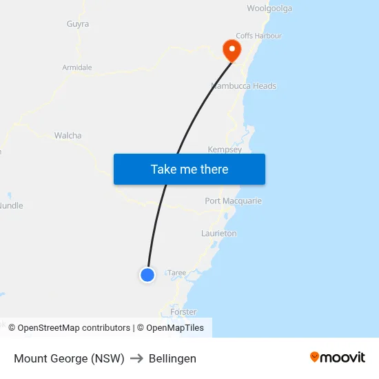 Mount George (NSW) to Bellingen map