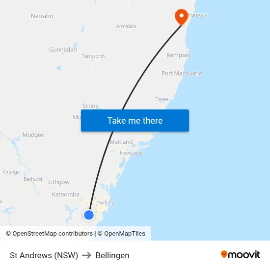 St Andrews (NSW) to Bellingen map