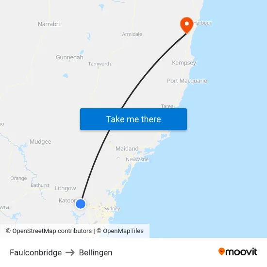 Faulconbridge to Bellingen map