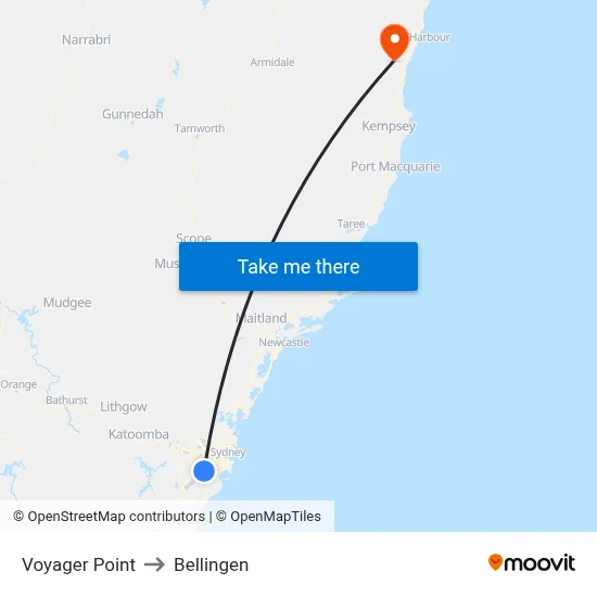 Voyager Point to Bellingen map