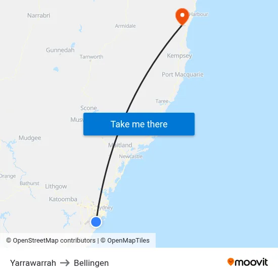 Yarrawarrah to Bellingen map