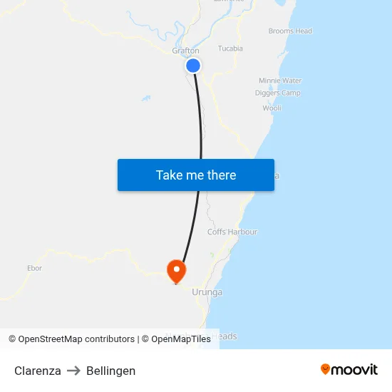 Clarenza to Bellingen map