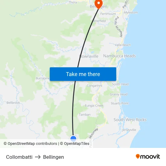 Collombatti to Bellingen map