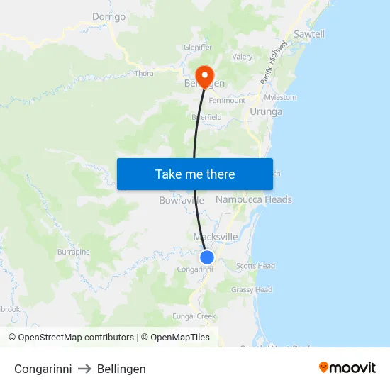 Congarinni to Bellingen map