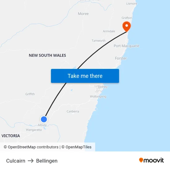 Culcairn to Bellingen map