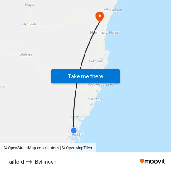 Failford to Bellingen map