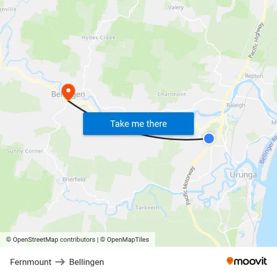 Fernmount to Bellingen map