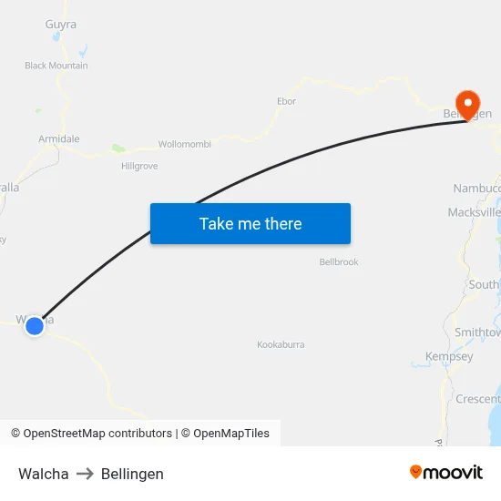 Walcha to Bellingen map