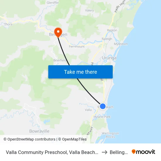 Valla Community Preschool, Valla Beach Rd to Bellingen map
