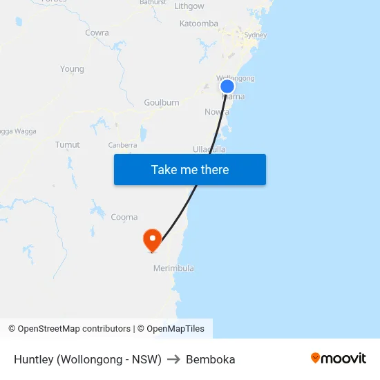 Huntley (Wollongong - NSW) to Bemboka map