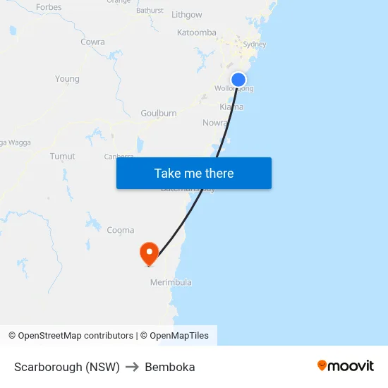 Scarborough (NSW) to Bemboka map