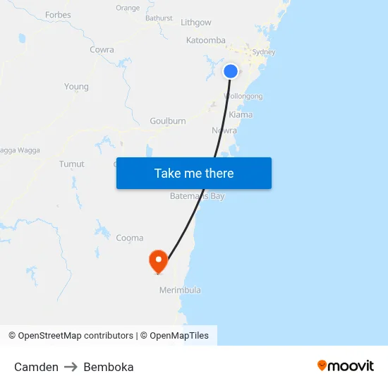 Camden to Bemboka map