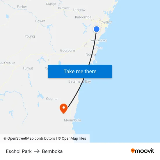 Eschol Park to Bemboka map