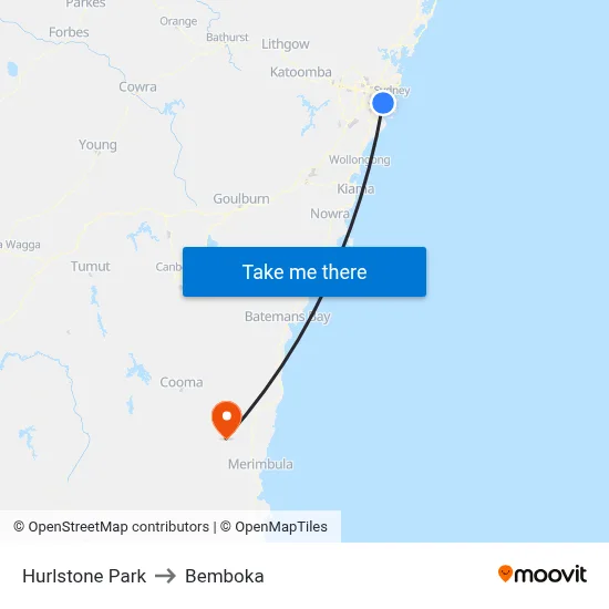Hurlstone Park to Bemboka map